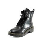 Черни дамски боти, здрава еко-кожа - всекидневни обувки за есента и зимата N 100011496