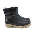 Черни дамски боти, естествена кожа - всекидневни обувки за есента и зимата N 100011495