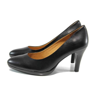 Черни дамски обувки с висок ток, естествена кожа - всекидневни обувки за целогодишно ползване N 100011494