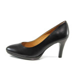 Черни дамски обувки с висок ток, естествена кожа - всекидневни обувки за целогодишно ползване N 100011494