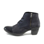 Сини дамски боти, естествен велур - всекидневни обувки за есента и зимата N 100011498