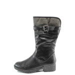 Черни дамски ботуши, здрава еко-кожа - всекидневни обувки за есента и зимата N 100011501