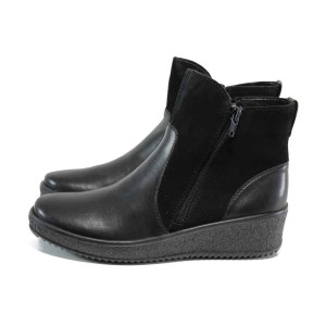 Черни дамски боти, естествена кожа - всекидневни обувки за есента и зимата N 100011545