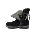 Черни дамски боти, естествен велур - всекидневни обувки за есента и зимата N 100011544