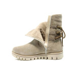 Бежови дамски боти, естествен велур - всекидневни обувки за есента и зимата N 100011542