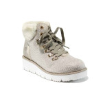 Бежови дамски боти, здрава еко-кожа - всекидневни обувки за есента и зимата N 100011553