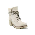 Бежови дамски боти, здрава еко-кожа - всекидневни обувки за есента и зимата N 100011556