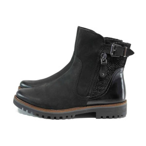 Черни дамски боти с мемори пяна, естествена кожа - всекидневни обувки за есента и зимата N 100011557