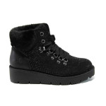 Черни дамски боти, здрава еко-кожа - всекидневни обувки за есента и зимата N 100011554