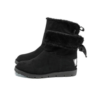 Черни дамски боти, здрава еко-кожа - всекидневни обувки за есента и зимата N 100011555