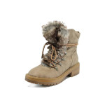 Светлокафяви дамски боти, качествен еко-велур - всекидневни обувки за есента и зимата N 100011611