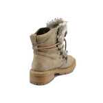 Светлокафяви дамски боти, качествен еко-велур - всекидневни обувки за есента и зимата N 100011611