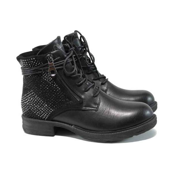 Черни дамски боти, здрава еко-кожа - всекидневни обувки за есента и зимата N 100011612