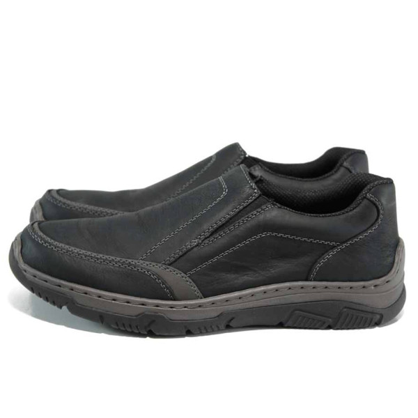 Черни мъжки обувки, естествена кожа - всекидневни обувки за есента и зимата N 100011615