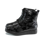 Черни дамски боти, здрава еко-кожа - всекидневни обувки за есента и зимата N 100011613