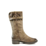 Кафяви дамски ботуши, здрава еко-кожа - всекидневни обувки за есента и зимата N 100011645