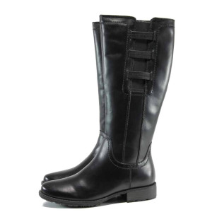 Черни дамски ботуши, естествена кожа - всекидневни обувки за есента и зимата N 100011646