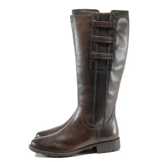 Кафяви дамски ботуши, естествена кожа - всекидневни обувки за есента и зимата N 100011647