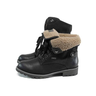 Черни анатомични дамски боти, здрава еко-кожа - ежедневни обувки за есента и зимата N 100011693