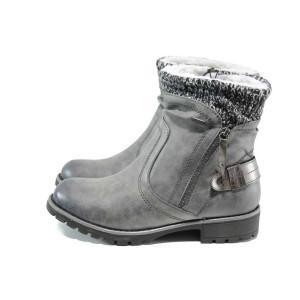 Сиви анатомични дамски боти, здрава еко-кожа - ежедневни обувки за есента и зимата N 100011694