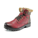 Винени дамски боти, естествена кожа - всекидневни обувки за есента и зимата N 100011735