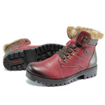 Винени дамски боти, естествена кожа - всекидневни обувки за есента и зимата N 100011735