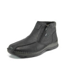 Черни мъжки боти, естествена кожа - ежедневни обувки за есента и зимата N 100011744
