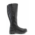 Черни дамски ботуши, здрава еко-кожа - всекидневни обувки за есента и зимата N 100011801