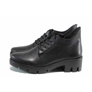 Черни дамски боти, естествена кожа - всекидневни обувки за есента и зимата N 100011802