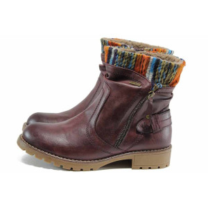 Винени анатомични дамски боти, здрава еко-кожа - всекидневни обувки за есента и зимата N 100011797