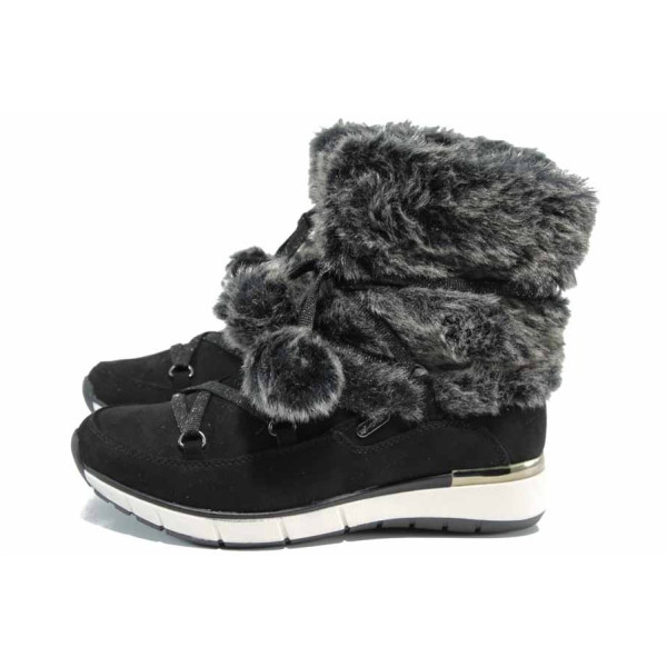Черни дамски боти с мемори пяна, текстилна материя - всекидневни обувки за есента и зимата N 100011796