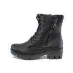 Черни дамски боти, здрава еко-кожа - всекидневни обувки за есента и зимата N 100011825