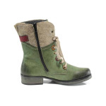 Зелени дамски боти, здрава еко-кожа - всекидневни обувки за есента и зимата N 100011824