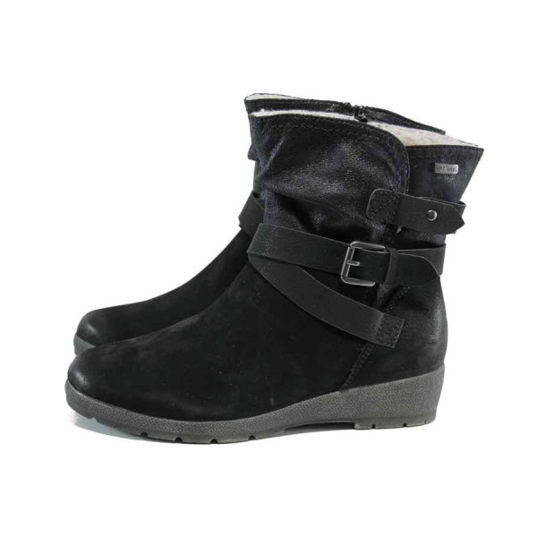Черни дамски боти, естествен набук - всекидневни обувки за есента и зимата N 100011818