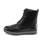 Черни дамски боти, здрава еко-кожа - всекидневни обувки за есента и зимата N 100011819