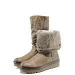 Бежови дамски боти, здрава еко-кожа - всекидневни обувки за есента и зимата N 100011817