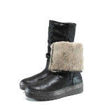 Черни дамски боти, здрава еко-кожа - всекидневни обувки за есента и зимата N 100011816