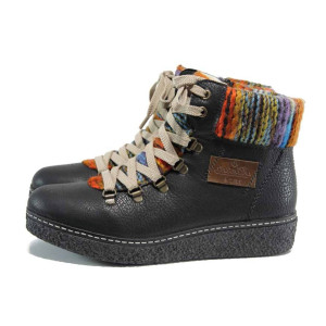 Черни дамски боти, здрава еко-кожа - всекидневни обувки за есента и зимата N 100011823