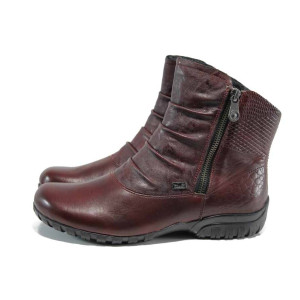 Винени дамски боти, естествена кожа и еко-кожа - всекидневни обувки за есента и зимата N 100011850