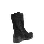 Черни дамски боти, естествен набук - всекидневни обувки за есента и зимата N 100011851