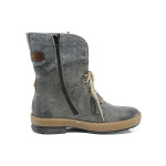 Сиви дамски боти, здрава еко-кожа - ежедневни обувки за есента и зимата N 100011867