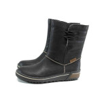 Черни дамски боти, здрава еко-кожа - ежедневни обувки за есента и зимата N 100011868