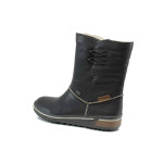 Черни дамски боти, здрава еко-кожа - ежедневни обувки за есента и зимата N 100011868