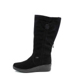 Черни дамски ботуши, естествен набук - ежедневни обувки за есента и зимата N 100011869