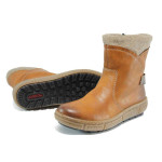 Кафяви дамски боти, здрава еко-кожа - всекидневни обувки за есента и зимата N 100011873
