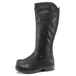 Черни дамски ботуши, здрава еко-кожа - всекидневни обувки за есента и зимата N 100011874