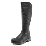 Черни дамски ботуши, здрава еко-кожа - всекидневни обувки за есента и зимата N 100011874