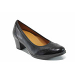 Черни дамски обувки със среден ток, естествена кожа - всекидневни обувки за целогодишно ползване N 100011914