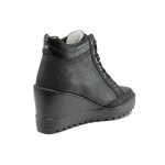 Черни дамски боти, здрава еко-кожа - всекидневни обувки за есента и зимата N 100011950