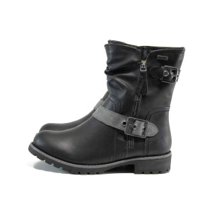 Черни дамски боти, здрава еко-кожа - всекидневни обувки за есента и зимата N 100011976